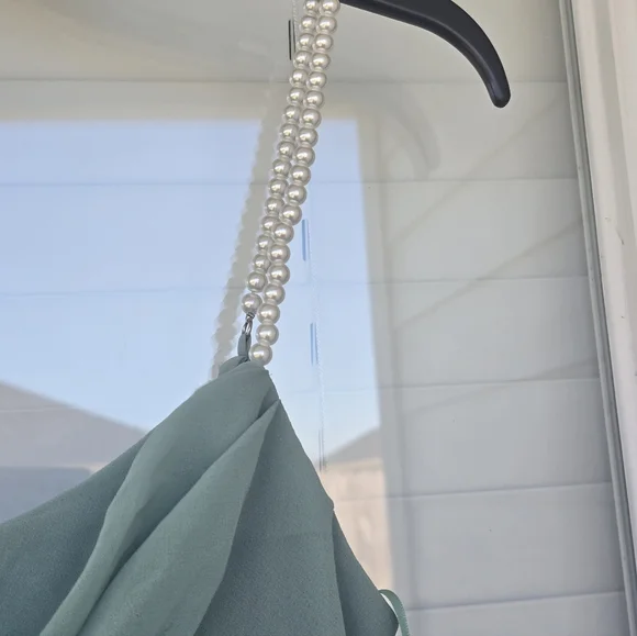 City Studio Elegant Teal Maxi Dress  Sz 1 Pearl Sleeve Cowl Neck Slit  Holiday - Picture 10 of 16